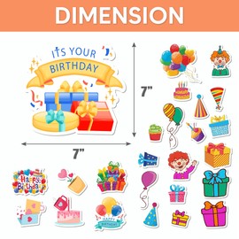 Pack 40 Pcs Birthday Car Stickers for Party Favors Thank You Labels Celebrating Cute Weatherproof Sticker Vinyl Decals Party Accessories Reflective Automotive Birthday Supplies