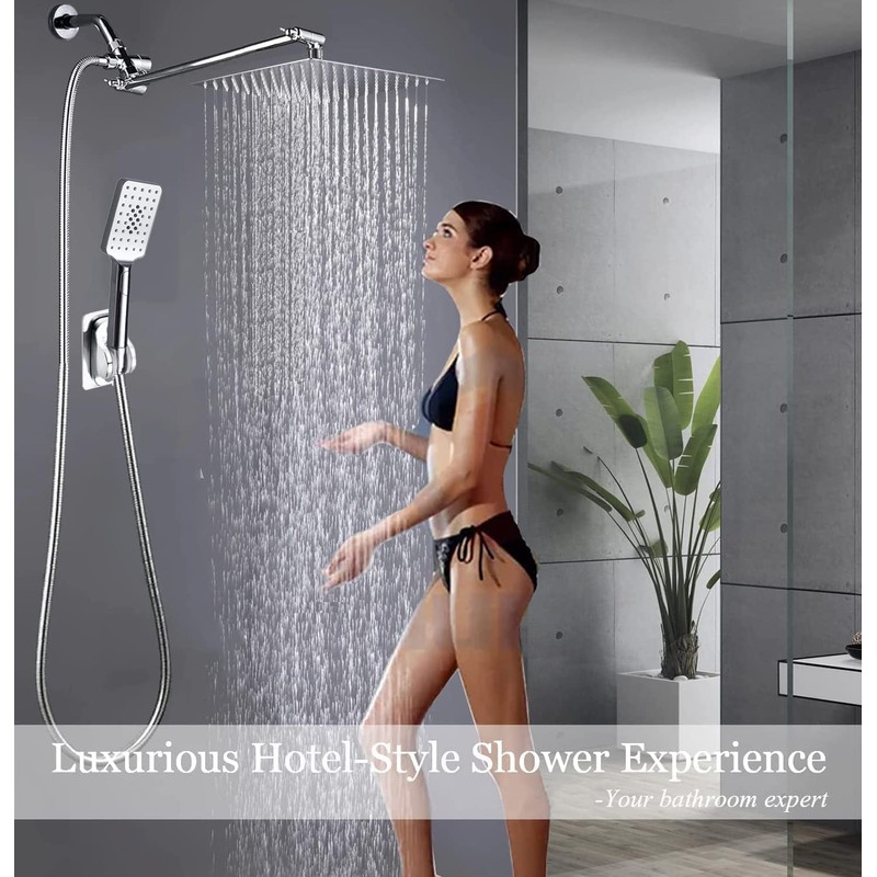Rain shower heads with Handheld Spray Combo,8''High Pressure Rainfall Shower