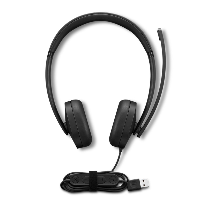 Lenovo USB-A Wired Stereo Headset for PC/Laptop, AI Noise Canceling