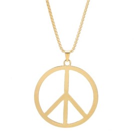 Kicomvi Metal Peace Sign Pendant Necklace Hippie 1960s 1970s Necklace for Dressing Party Accessories-gold