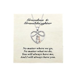 RFTWXHPN Grandma Granddaughter Gifts Heart Necklace from Granddaughter Grandmother Necklace Gifts for Grandmom Grandma Granddaughters I Love You Forever Gift Infinity Heart Necklaces
