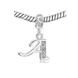 KunBead Jewelry Letter A Initial Charms for Women Sale Sister Crystal Dangle Bracelets and Charms for Girls
