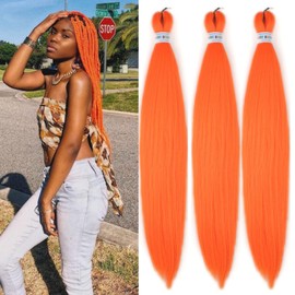 Orange Braiding Hair Pre Stretched Braiding Hair Braid in Hair Festival Braids