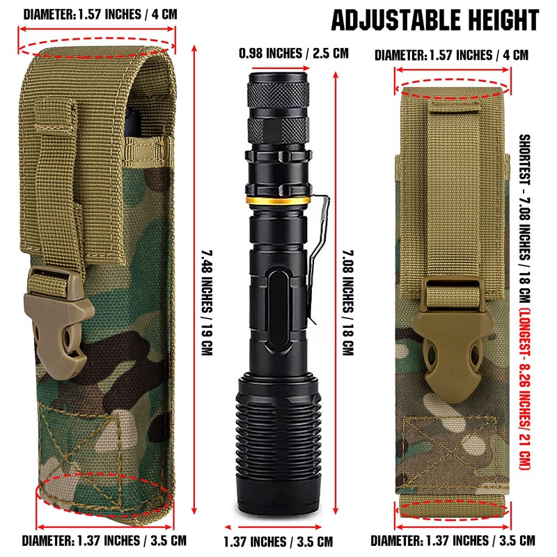 IronSeals 2 Pack Tactical Flashlight Pouch Holster Case Belt Bag,