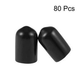 sourcing map Rubber End Caps 5/16 Inch (8 mm) ID Vinyl Round End Cap Screw Thread Protection Black Pack of 80