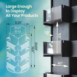 DS THE DISPLAY STORE 3 Tier Rotating Sticker Display Stand for Vendors, Black Wooden Countertop Organizer Shelf for Coasters, Retail, Showcase, Tradeshow