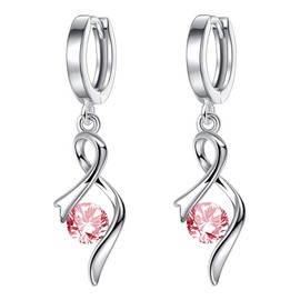 Drop Earrings for Women Girl, Silver Dangle Earrings with Sparkling Cubic Zirconia │Linear Forever Love Hypoallergenic Earring for Sensitive Ears│Jewellery Gift for Anniversary Christmas