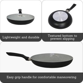 IMUSA USA Premier Ceramic Nonstick Fry Pan with Cool Touch Handle, Matte Black