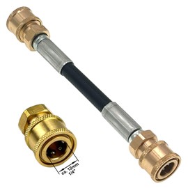 M&M Smartek Pressure Washer Quick Coupling Female 1/4 Inch to 1/4 Inch Connector - 20 cm Long, Brass Socket & PVC Hose, 160 Bar