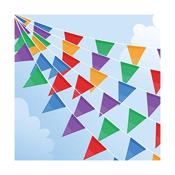 100M Bunting Banner, Multicolor Flag Banners with 200 pcs Triangle Flags, Nylon Fabric Bunting Banners for Birthday, Wedding, Outdoor, Indoor Activity, Party Decoration
