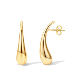 14K Gold Plated Teardrop Chunky Hoop Earrings Lightweight Drop Earrings for Women Designer Dupe Earrings Fashion Jewelry