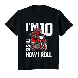 Kids Im 10 This Is How I Roll Dirt Bike 10th Birthday Party Boys T-Shirt
