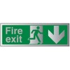 VSafety Fire Exit-Fire Exit Arrow Down Sign - 300mm x