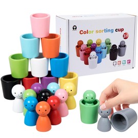 KERANEET Montessori Toy from 1 2 3 Years Wooden Sorting Stacking Toy Colours Learning from 1 2 3 Years Sensory Toy Wooden Toy Children Learning Toy Gift for Baby Girls Boys