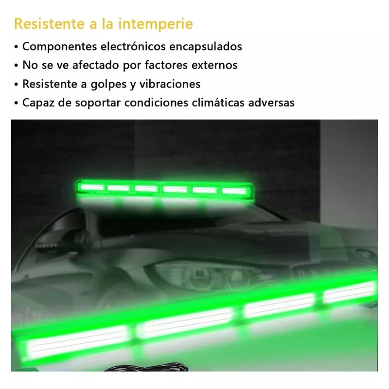 PUNKZZ Barra Torreta Estrobo Codigo Leds Cob Policia 35 PuLG