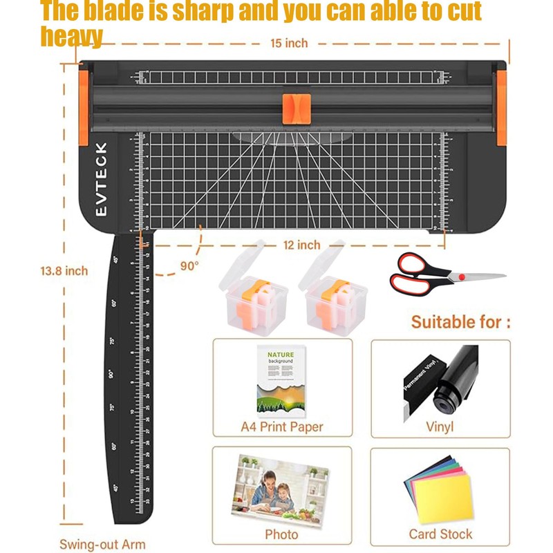 Paper Cutter, A4 Paper Trimmer,Paper Slicer with 2Pcs Replacement Blades