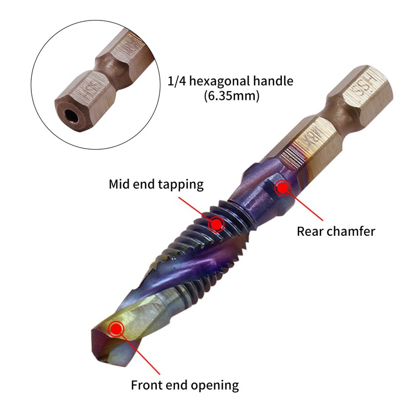 Yuiturt 6pcs Thread Tap Drill Bits, Self Centering Drill Bit,