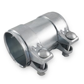 Exhaust Clamp, Pipe Connector, Double Clamp, Exhaust System (Galvanised Steel, Diameter 65 mm, Length: 125 mm)