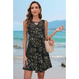 AUSELILY Summer Dress for Women 2025 Casaul Sleeveless Sundress Loose Beach Cover up Swing Dresses with Pockets L