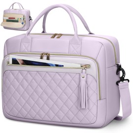 RAINSMORE Laptop Bag Women's 17.3 Inch Laptop Briefcase Waterproof Work Bag Teacher Bag Business Laptop Notebook Bags Women's Shoulder Bag, Grey-purple