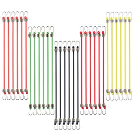 LEONTOOL Small Bungee Cord with Hook, Mini Bungee Cord, Small Elastic Bungee Straps, Set of 30, Tension Rope, Twin Hook, 10 inches (25.4 cm), Diameter 4 mm, Elastic Band with Hook, Short, Freely Stretchable, Elastic Cord with Metal Hook, Easy to Install, Stretch Cord, Cargo Tie-Down, Elastic Rope, Shock Cord, Stretch Belt, Elastic Bands for Bike, For Camping, Tent Tarpaulin, Outdoor Equipment