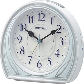 RHYTHM 8RE677SR04 Alarm Clock, Continuous Second Hand, Electronic Sound Alarm, Light, Snoose, Blue, 4.9 x 4.9 x 2.5 inches (12.4 x 12.5 x 6.3 cm)