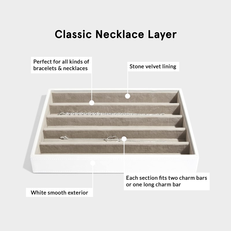 Stackers White Jewellery Box Classic Necklace Compartment