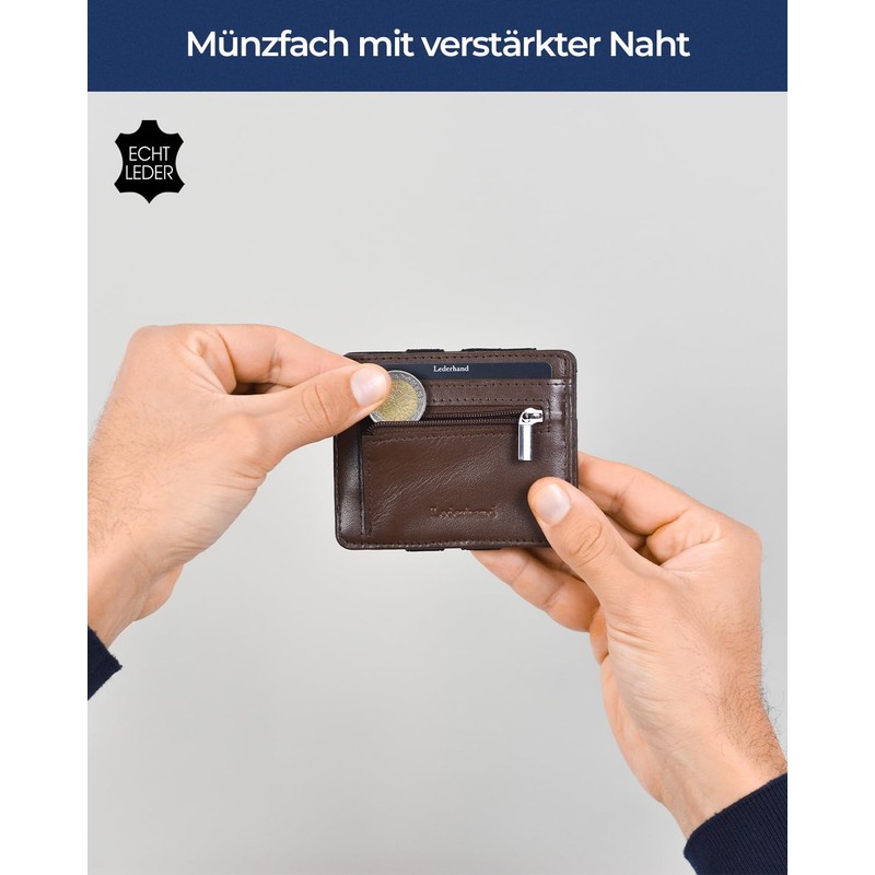 Lederhand Magic Wallet 2, Brown Nappa, Modern