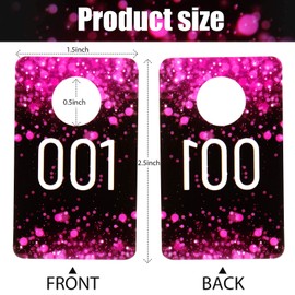 Jetec Live Plastic Number Tags Consecutive Live Number Tag, Reusable Normal and Reversed Mirrored Image Number Tags for Live, Hanger Cards for Clothes (Rose Red, 100)