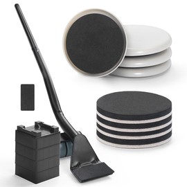Furniture Lifter Tool + 8-Pack of 3.5" Sliders, Save 80% Effort, Safely and Easily, The Lift and Glide Tool Set for Heavy Furniture and Appliances, Reusable Moving Pads, Floor Protectors for Carpet