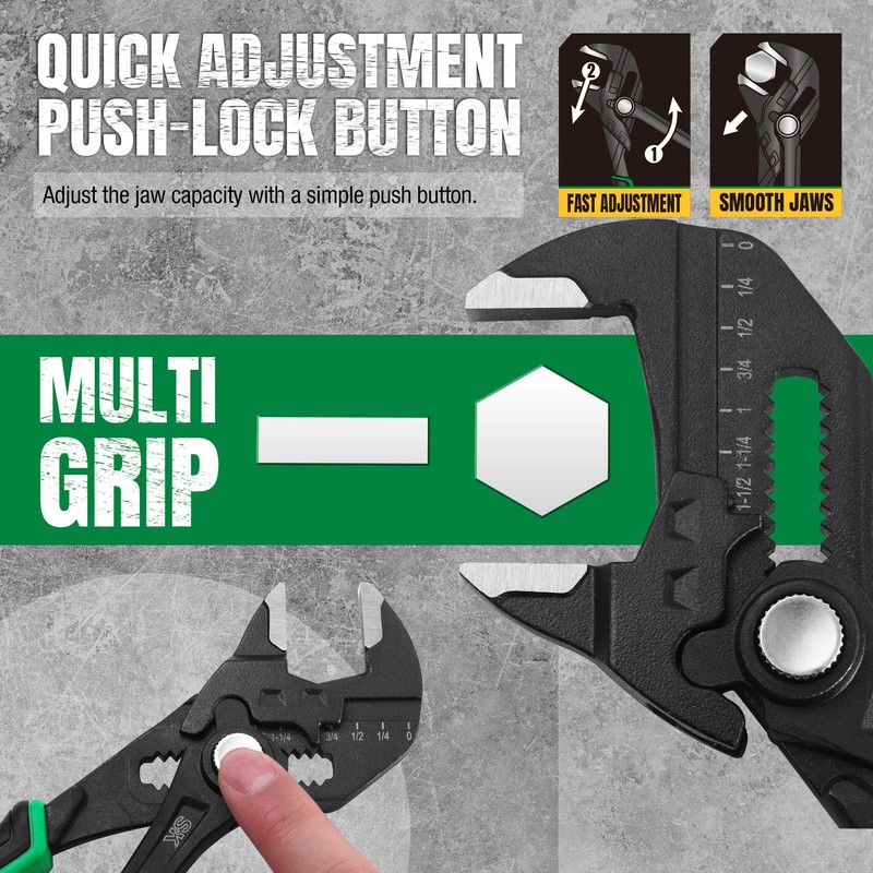 SK 7.5-inch Pliers Wrench, Premium CR-V Construction, Smooth Parallel Jaws