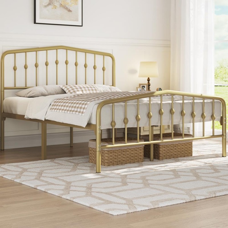 Yaheetech Queen Bed Frames Metal Platform Bed with Victorian Style