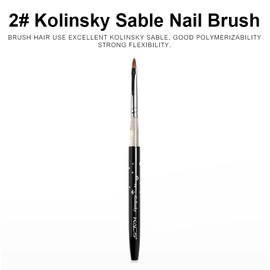 KADS Kolinsky Acrylic Nail Brush Oval Shape Nail Art Brush Pen Manicure Brushes (Black, Size2)