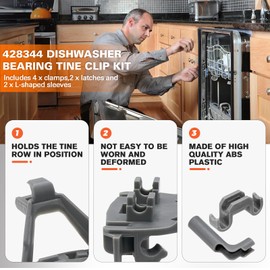 00428344 428344 Dishwasher Bearing Lower Rack Flip Tine Clip Kit Fit for Bosch Thermador Kenmore Dishwasher, Replaces 428344 418499 420199 00418499 00420199 1999096, 180 DAYS WARRAMTY by Beaquicy