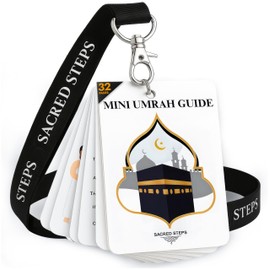 Umrah Dua Cards With Lanyard - Pocket Sized Step by Step Guide with 32 Umrah Flash Cards Including Daily Duas and Supplications in Arabic With English Translations