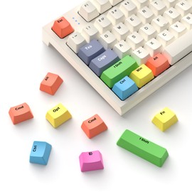 MAMBASNAKE PBT Rainbow Keycaps, 13 Keys Custom OEM Profile Dye-Sublimation Keycaps for Mechanical Gaming Keyboards, Compatible with MX Structure Switches and All Sized Keyboards