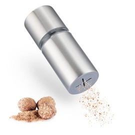 ZOLMER® Nutmeg Mill with Storage Container, Extra Sharp Grinder for the Finest Nutmeg Powder, Stainless Steel Nutmeg Mill for Nutmeg, Nutmeg Grater