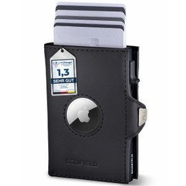 SF SCOFIELD Men's Modern Black RFID Protected, Spacious Slim Wallet with 8 Card Slots, Coin Compartment, Zip Pocket for Banknotes