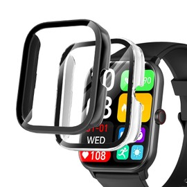 【YXHH【2025年先行発売】2個入り】 Vialove KW105-G01/‎HOIBAI/Segick Smartwatch 1.9 Inch Case, Protective Cover, Glass Film, Integrated Case, PC Material, Full Protection, Ultra Thin, Easy to Install, Shockproof