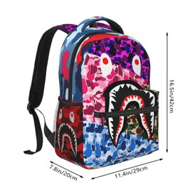 Vkaxopt Backpack Shark Teeth Camo Backpacks Travel Laptop Daypack Big Capacity Bookbag for School Boys Girls Men and Women-MultipleColour