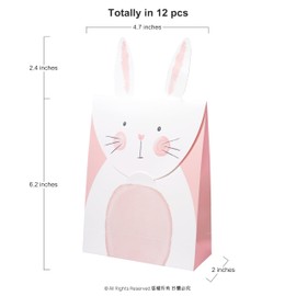 Cheerland Pink Bunny Gift Bags for Easter Rabbit Garden Tea Candy Sweets Goodie Bag Party Favors Decorations Supplies
