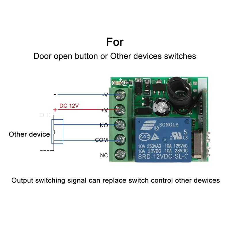Wireless Remote Switch,Smart Home 433Mhz DC 12V 1CH Wireless Remote