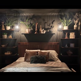 HEONITURE 5 Shelf Industrial Pipe Shelving, Black Modern Bookcase Bookshelf, Wall Mount Ladder Shelf with Metal Frame Display Selves