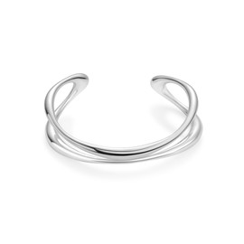 ARSIS Double-Layer Cuff Bracelet for Women, 18K Platinum Plated on Copper Cuff Bangle Adjustable Bracelet Large Size