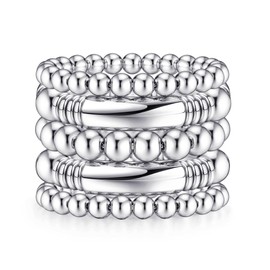 Dochais Pack of 3-5 Boho Bracelets, Stackable Multilayer Bead Bracelets, Silver Gold Bohemian Bracelet, Summer Beach Surfer Bracelet, Women, Chunky Curved Bracelets, Stainless Steel