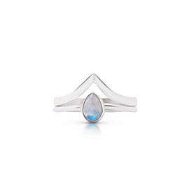 Koral Jewelry Moonstone Ethnic Vintage Gipsy Pear Stone Ring 925 Sterling Silver Tribal Boho Chic (8)