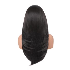 Emistar Straight Lace Front Wigs 13x4x1 Middle Part Synthetic Lace Wigs for Black Women (Natural Black, 26 Inch)
