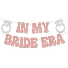 In My Bride Era Banner, Engagement Party Decorations, We're Engaged Banner, Bride to Be Bachelorette/Wedding/Bridal Shower Party Decor Supplies Rose Gold Glitter
