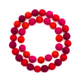 Glaciart One Felt Wool Balls, Felt Pom Poms (40 Pieces) 2.5 Centimeters - 1 Inch, Handmade Felted Red Colors - Bulk Small Puff for Felting and Garland