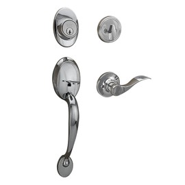 Design House 779066 Coventry Handleset with Springdale Interior Lever and Single Cylinder Deadbolt Polished Chrome